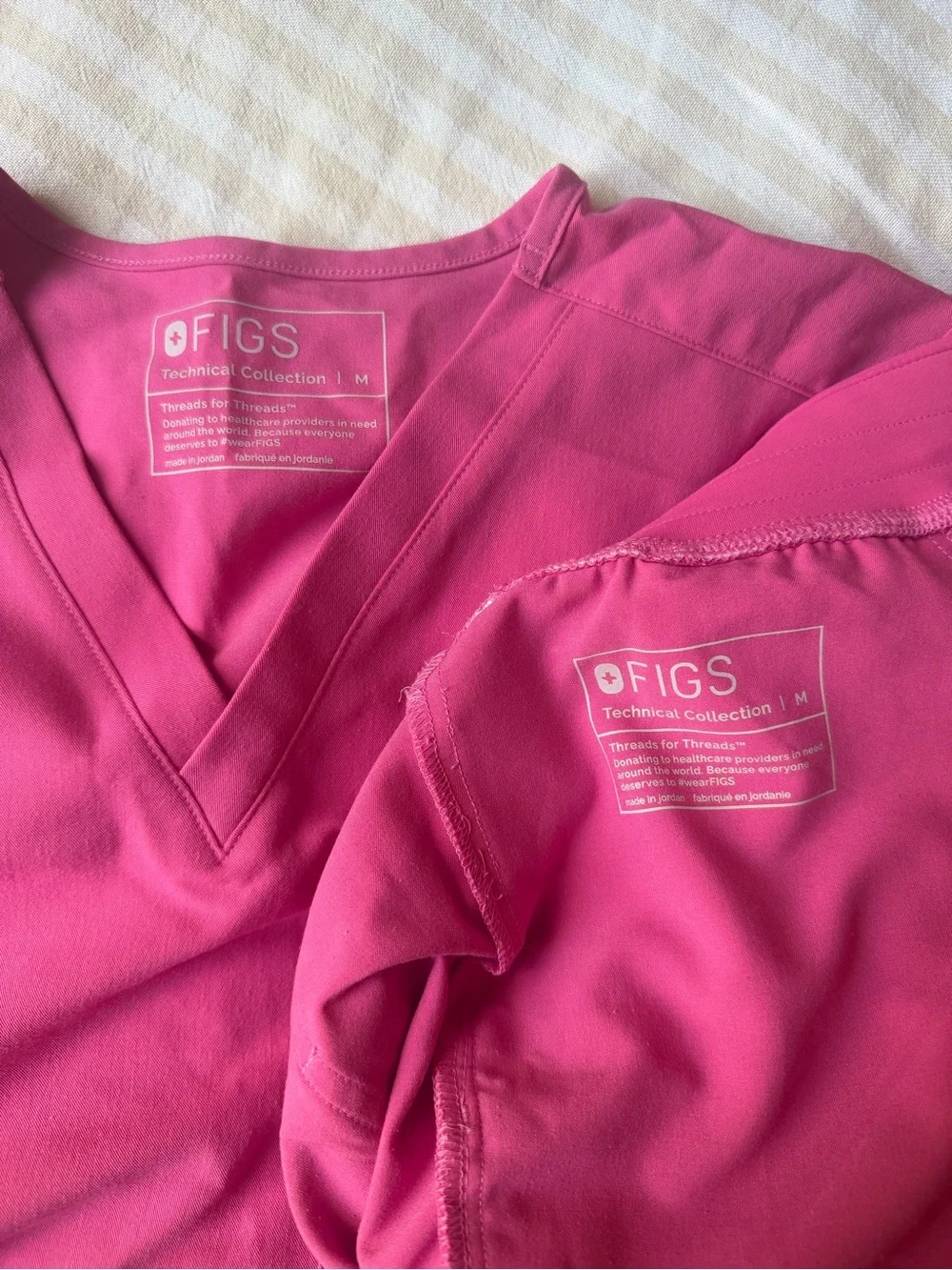 Figs Women's Scrub Set breast cancer edition- medium pants, medium petite top